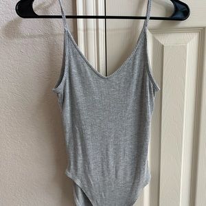 American Eagle Grey ribbed bodysuit with full coverage